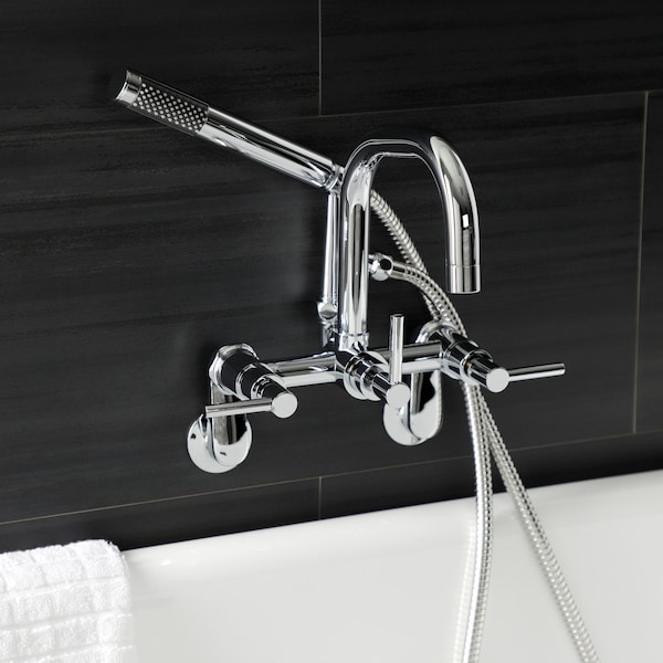 Wall-Mount Clawfoot Tub Faucet, Polished Chrome, Wall Mount